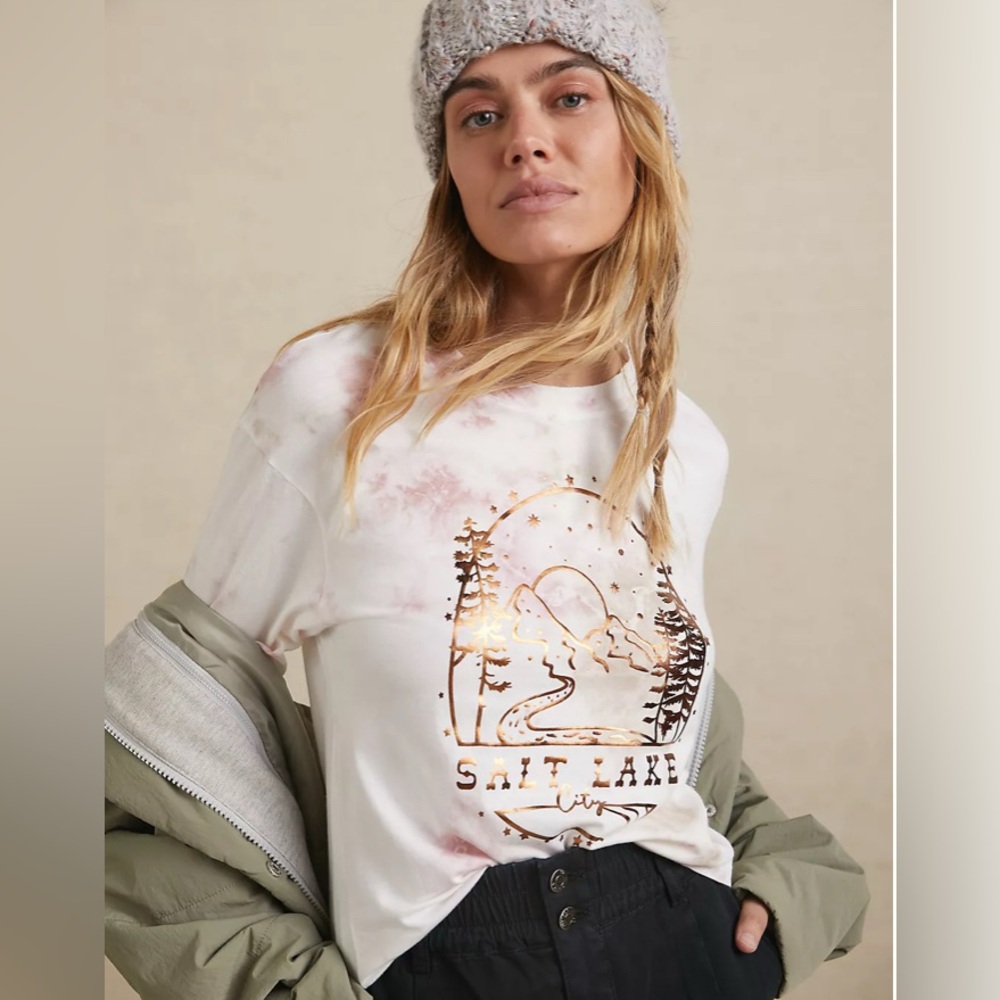 Anthropologie Carbon Copt Salt Lake City Tie Dye Long Sleeve Tee T-Shirt